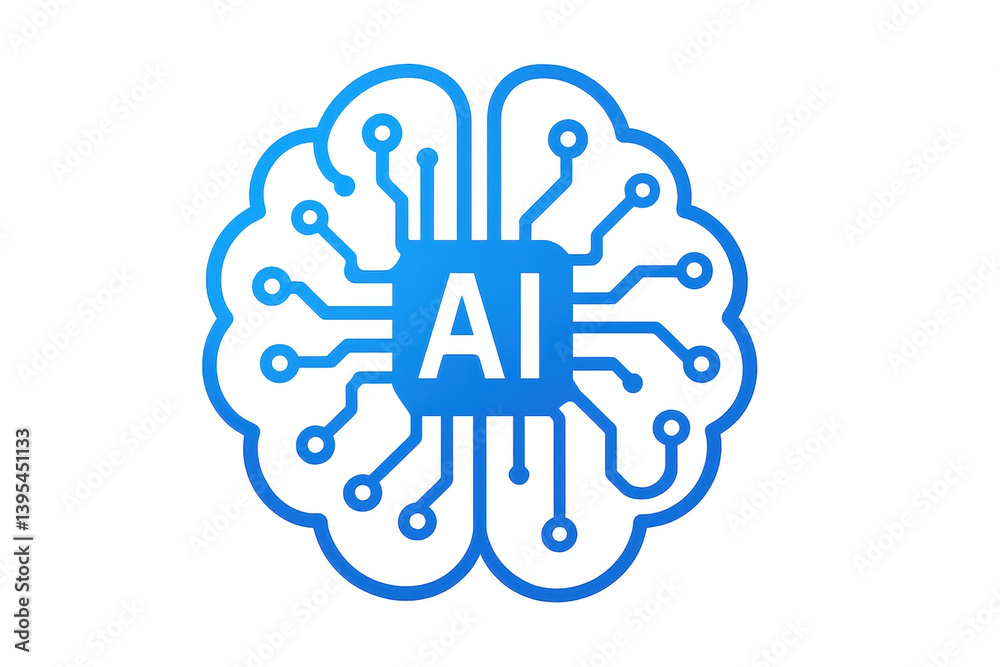 Abstract design of artificial intelligence brain with circuit pattern