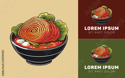 Minimalist Kimchi Bowl Logo Japanese Korean Inspired