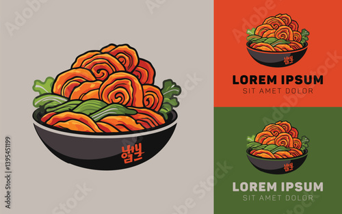Spicy Kimchi Cartoon Bowl Icon for Food Design