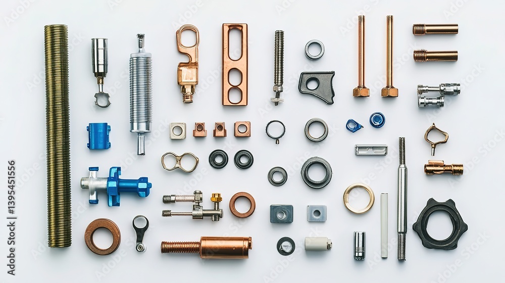 Obraz premium Neatly arranged plumbing components, showcasing precision and organization in design. 
