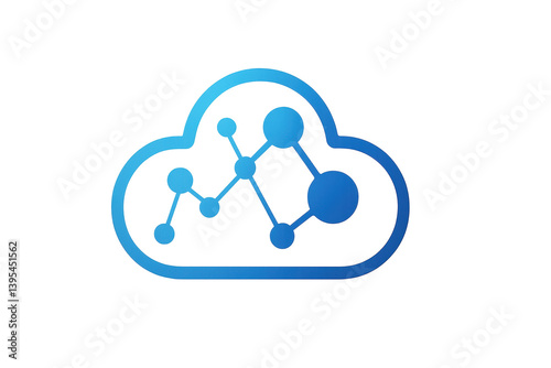 Obraz na płótnie Blue and White Cloud Technology Concept with Data Connections Visuals w salonie