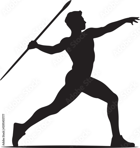 javelin throw silhouette vector white background