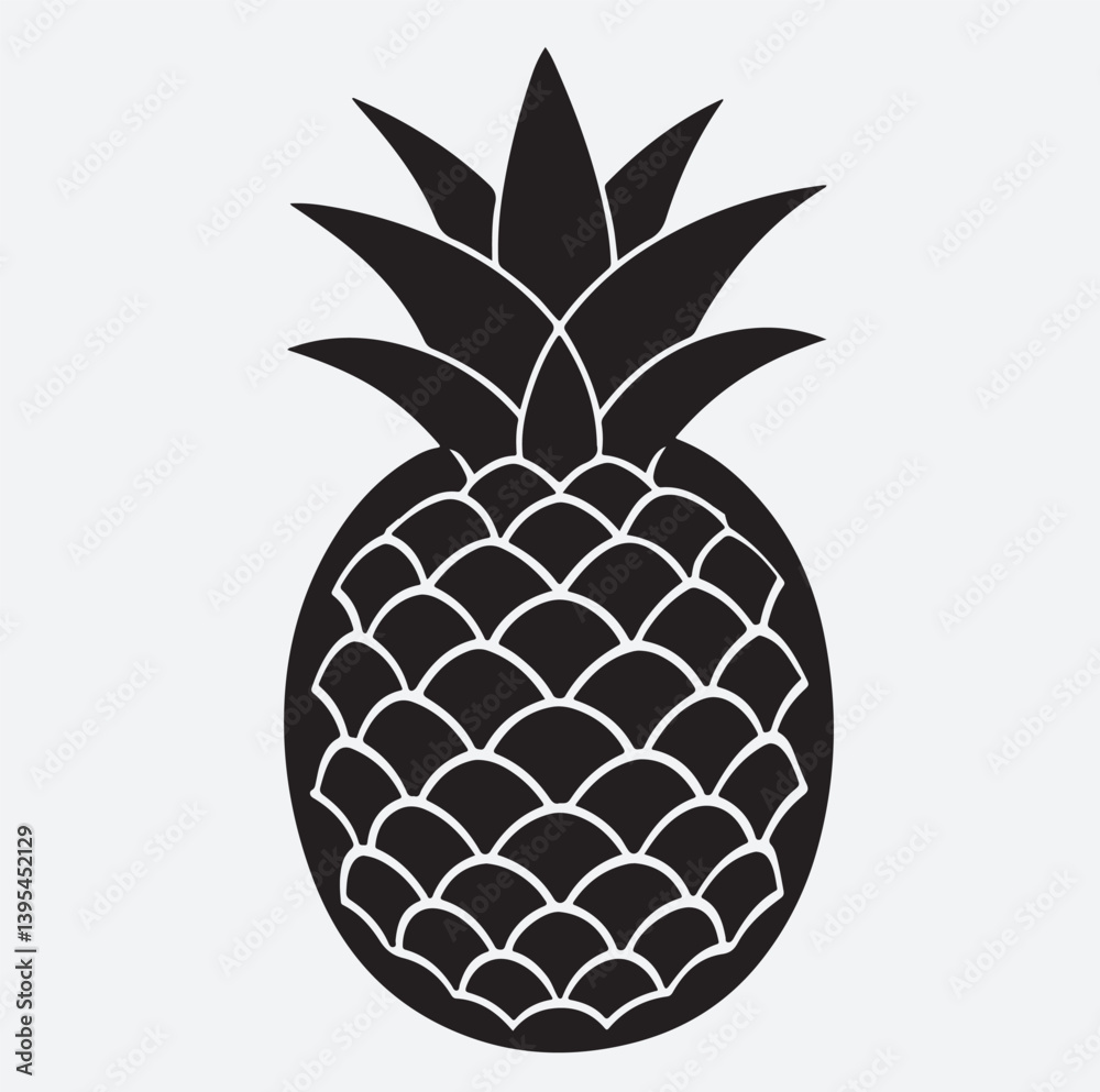 Obraz premium freshly picked pineapple silhouette vector art illustration, vector illustration of pineapple