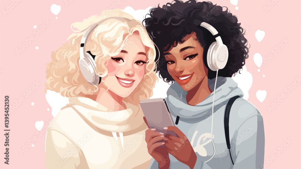 Curious Blonde Teenage Girl Secretly Looking at her Friend's Phone Curious Blonde Teenage Girl Secretly Looking at her Friend's Phone