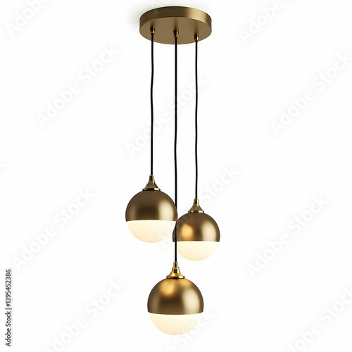 Modern Brass Three-Globe Pendant Lamp