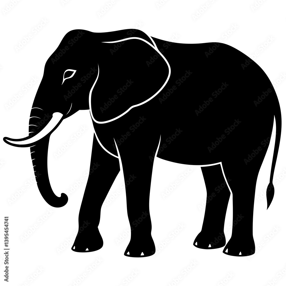 Elephant Silhouette Illustration with White Background - Simple and Elegant Design Elephant Silhouette Illustration with White Background - Simple and Elegant Design
