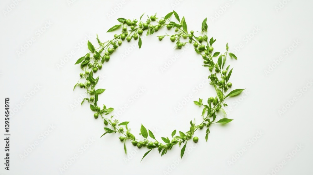 Fresh Green Olive Branch Wreath with Empty Center for Design Use Fresh Green Olive Branch Wreath with Empty Center for Design Use