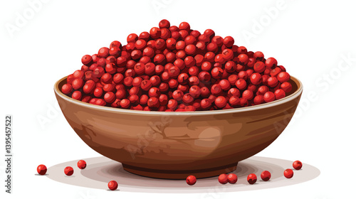 Professional Vector Illustration of Bowl with Peppercorns on White Background