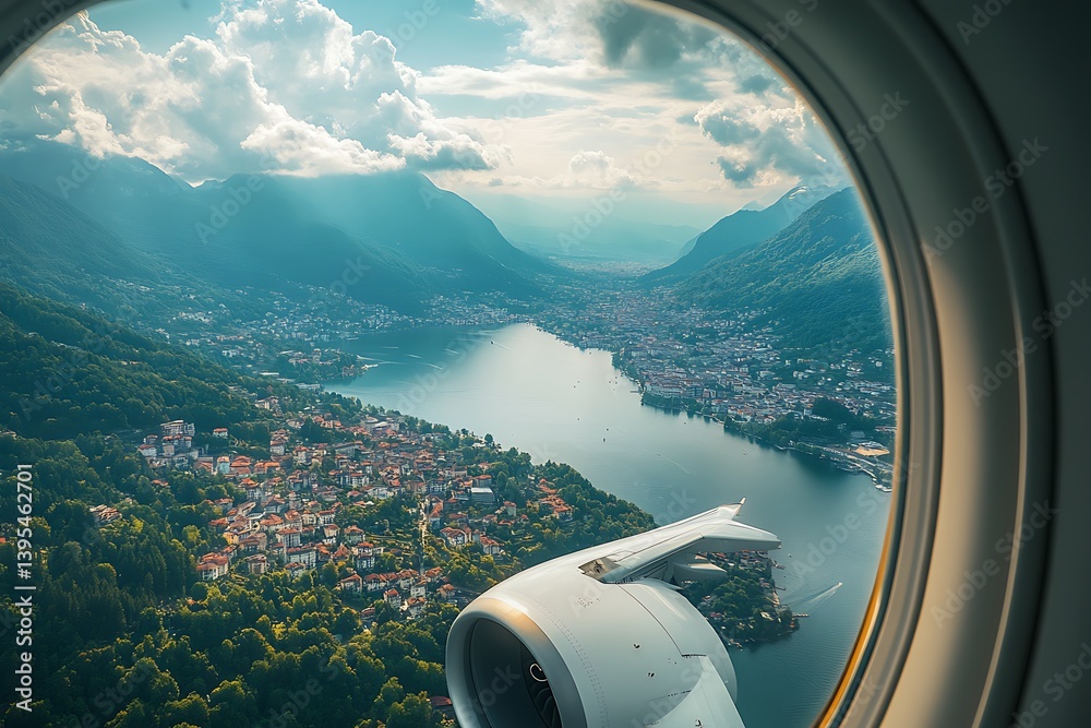 Fototapeta premium Airplane View Lake City
