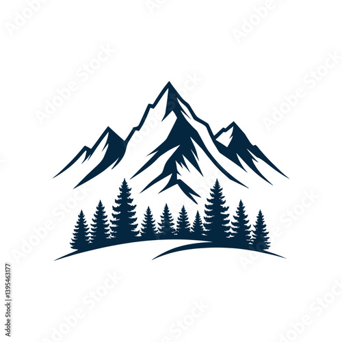 mountain silhouette logo vector line art logo design
