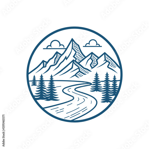 mountain silhouette logo vector line art logo design
