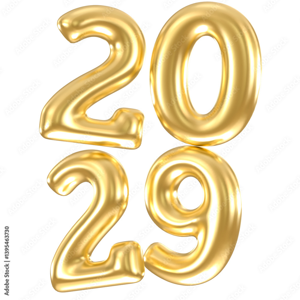 3D Golden Happy New Year 2029 3D Golden Happy New Year 2029