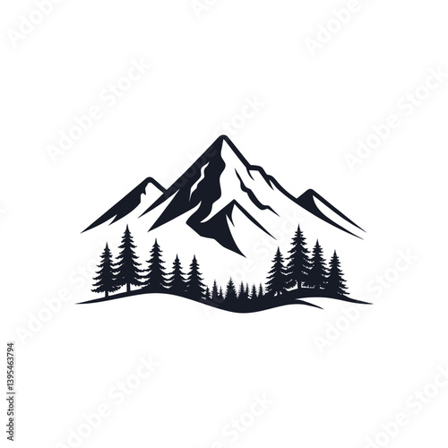 mountain silhouette logo vector line art logo design
