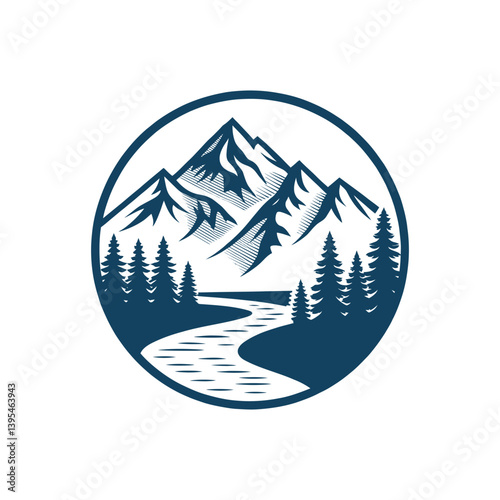 mountain silhouette logo vector line art logo design
