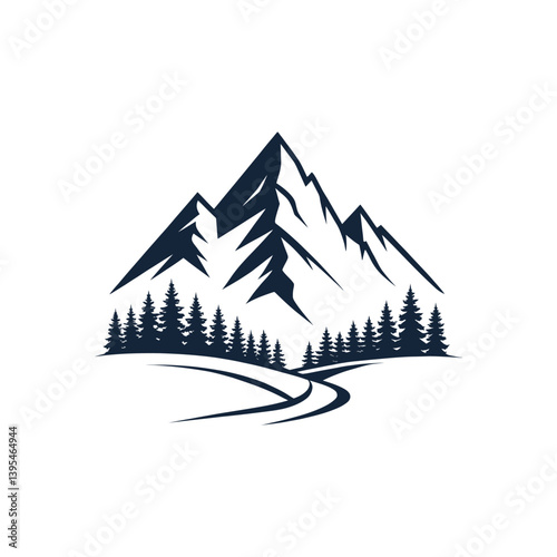 mountain silhouette logo vector line art logo design
