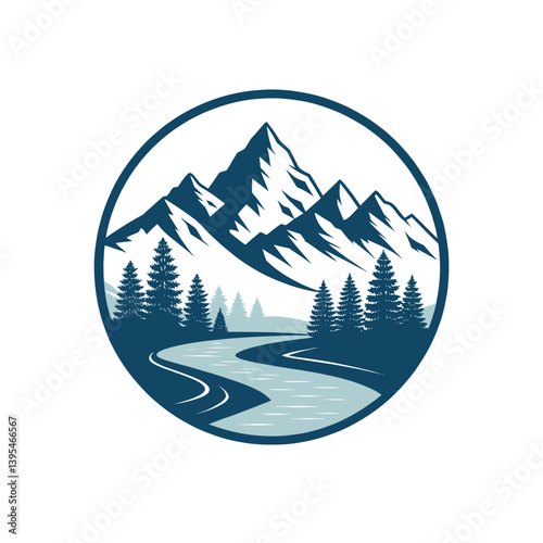 mountain silhouette logo vector line art logo design
