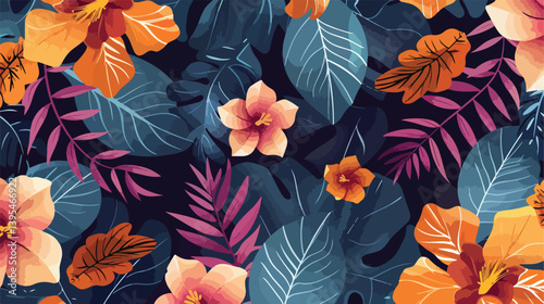 Elegant Pattern of Isolated Flowers and Leafs Vector Illustration for Design Projects