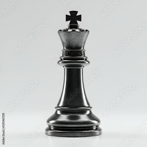 Elegant Black Metal Chess Queen Piece A 3D Render