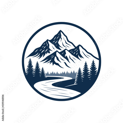 mountain silhouette logo vector line art logo design
