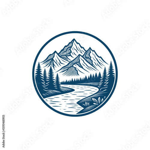 mountain silhouette logo vector line art logo design
