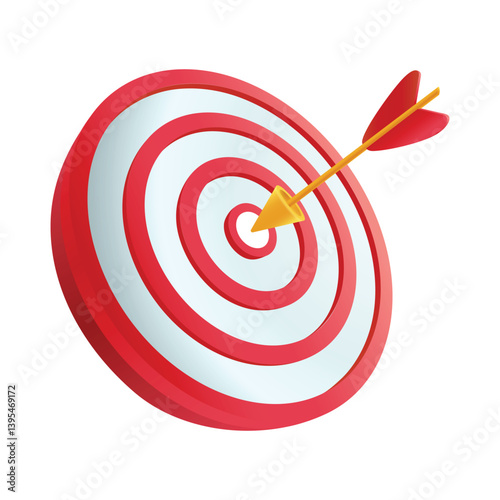 red and white target with concentric circles. A yellow arrow is seen striking the bullseye at the center, symbolizing precision and achievement.
