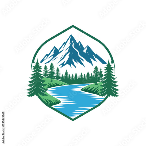 mountain silhouette logo vector line art logo design
