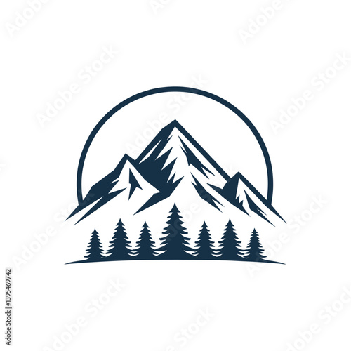 mountain silhouette logo vector line art logo design
