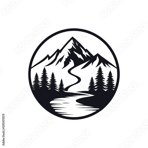 mountain silhouette logo vector line art logo design
