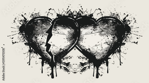 Professional Monochrome Sketch of Broken Heart Vector Illustration for Creative Designs