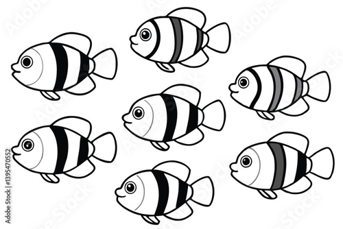Set of Fish line art illustration 