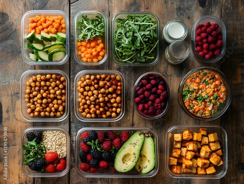 Obraz na płótnie Healthy Vegan Meal Prep: Balanced Nutrition for a Fit Lifestyle w salonie