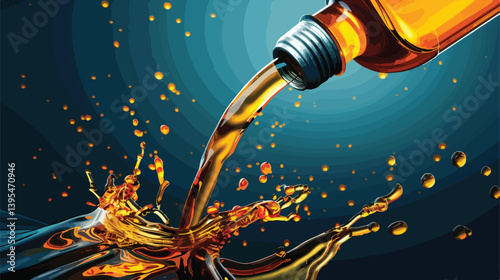 Professional Illustration of Gasoline Industry Motor Oil Label for Marketing Purposes