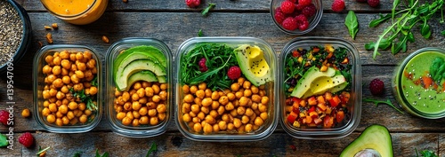 Obraz na płótnie Healthy Vegan Meal Prep: Balanced Nutrition for a Fit Lifestyle w salonie