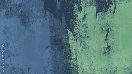 Grunge abstract frame with modern blue and green tones featuring textured edges, distressed effects, and artistic vector composition for creative graphic design use.