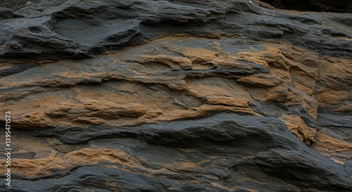 Rock Formation Showing Layered Sedimentary Strata with Distinct Colors