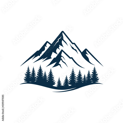 mountain silhouette logo vector line art logo design
