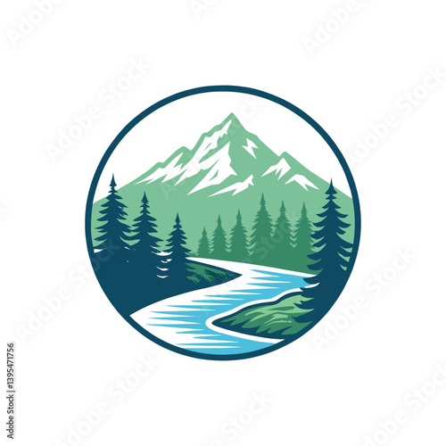 mountain silhouette logo vector line art logo design
