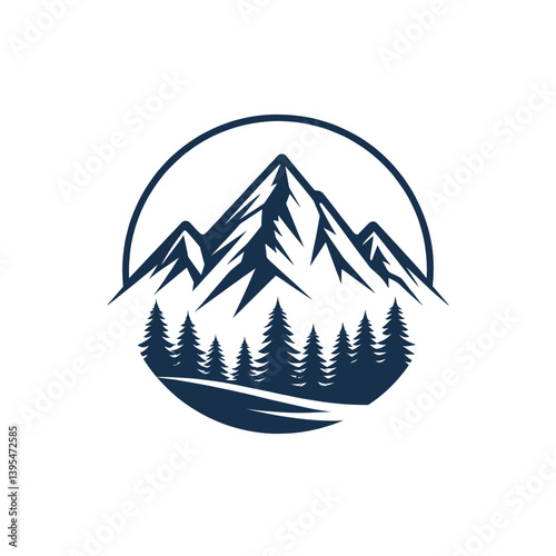 mountain silhouette logo vector line art logo design
