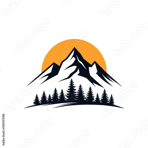 mountain silhouette logo vector line art logo design
