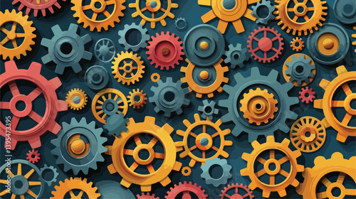 Professional Colorful Gear and Pinion Pattern Vector Illustration for B2B Marketing