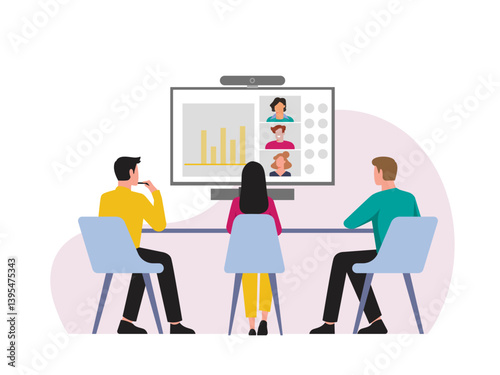virtual meeting video call flat illustration
