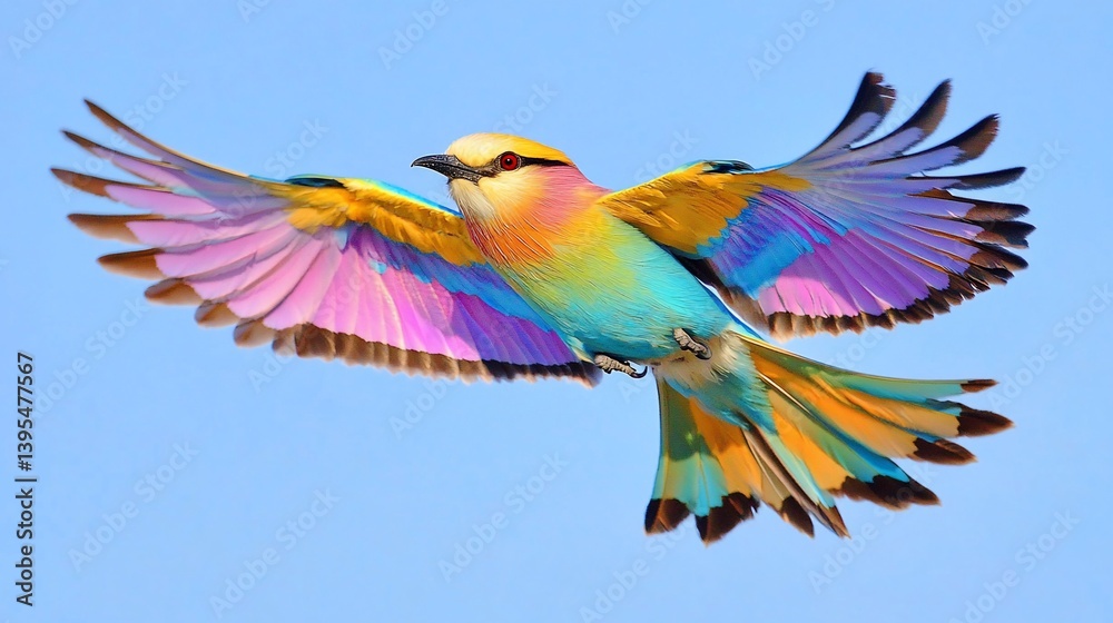 Fototapeta premium Rainbow Bird in Flight: A Vibrant Spectacle of Nature