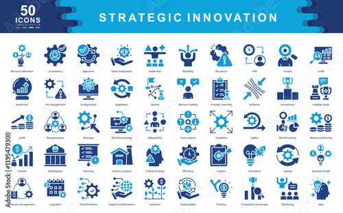 Strategic Innovation icon collection set. Simple color fill vector illustration.