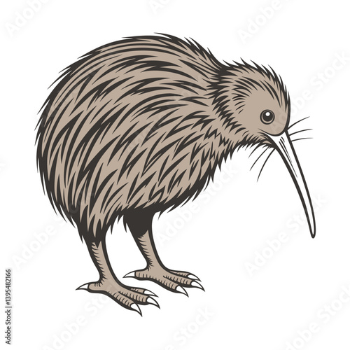 New Zealand kiwi bird coloring page vector silhouette design