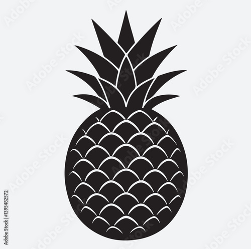 freshly picked pineapple silhouette vector art illustration, vector illustration of pineapple