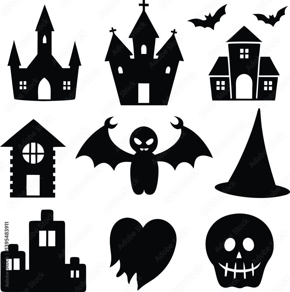 A Set of Halloween Silhouette icons A Set of Halloween Silhouette icons