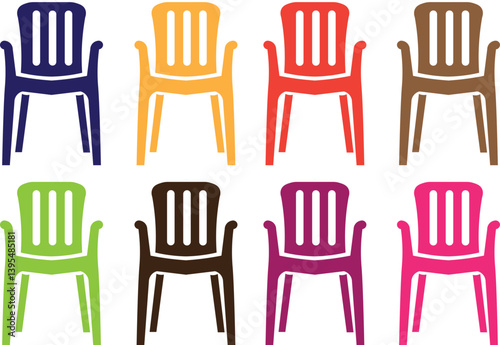 set of colorful hand drawn chairs