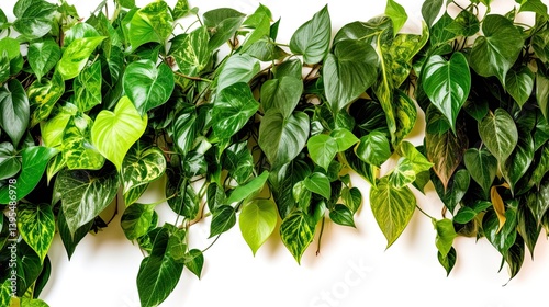 Green Trailing Leaves Against White Background