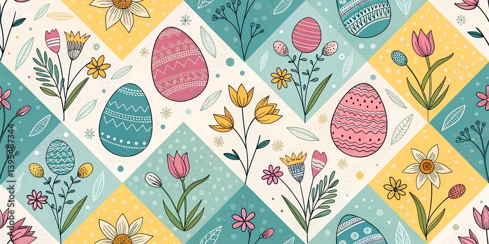 Fototapeta premium seamless pattern with easter eggs