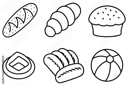 set of croissant line art  
